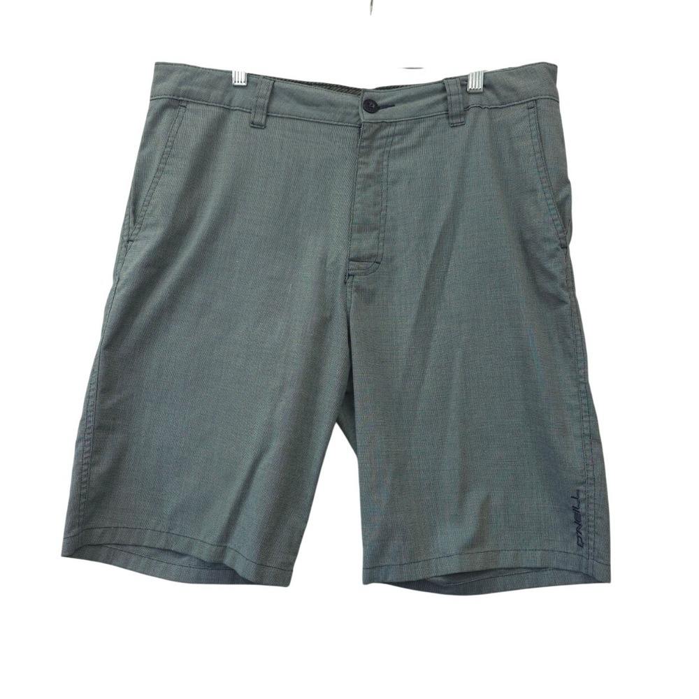O'Neill Mens Hybrid Walk Shorts Gray Blue Size 34 Flat Front Casual Summer Surf